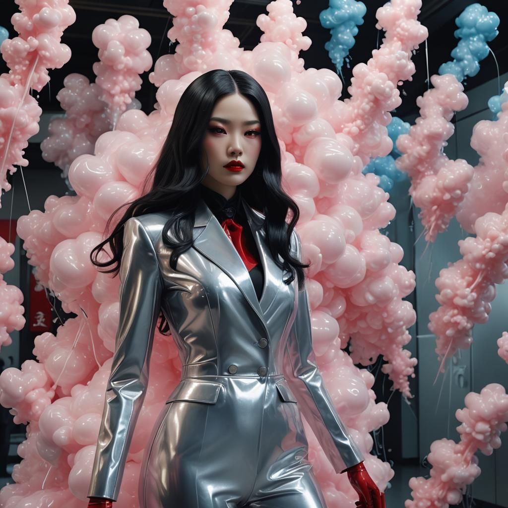 Elegant Translucent Mannequin in Latex Business Suit