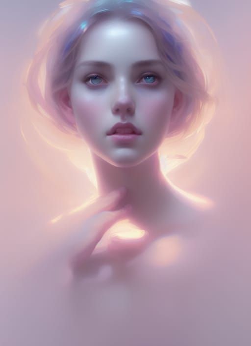 Ethereal Woman Portrait in Soft Light, Digital Art