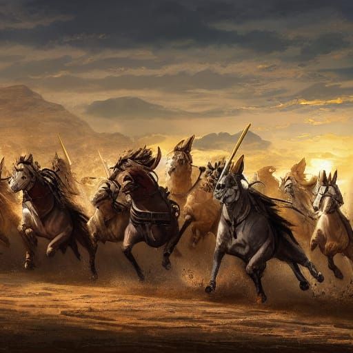 Ancient Desert Chariot in Golden Light