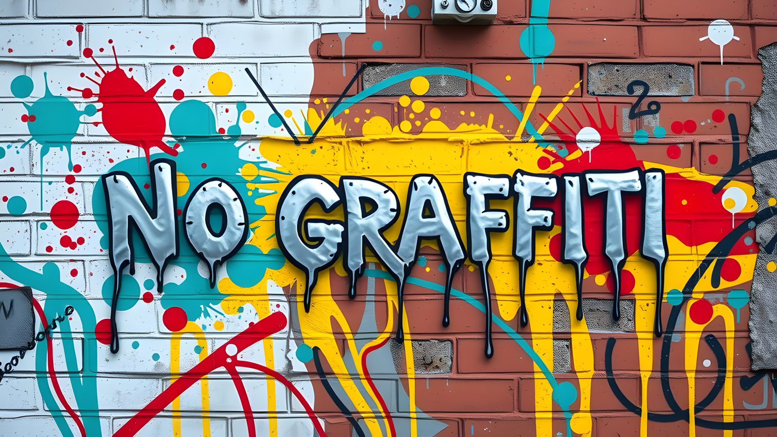 Surreal 'No Graffiti' Wall Art in Splatter Style