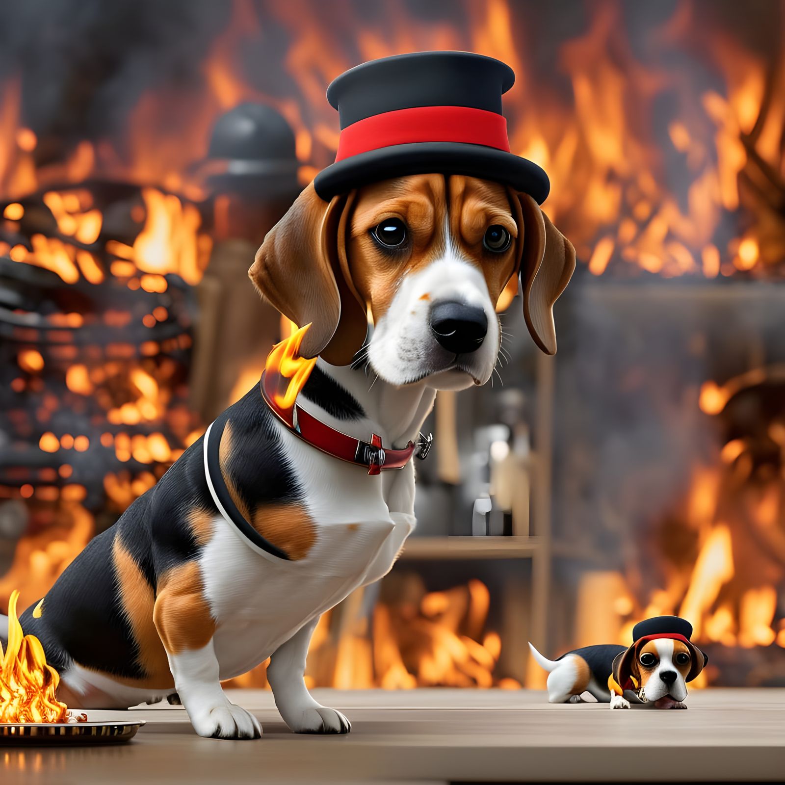 Beagle in Flames: 3D Rendered Concept Art