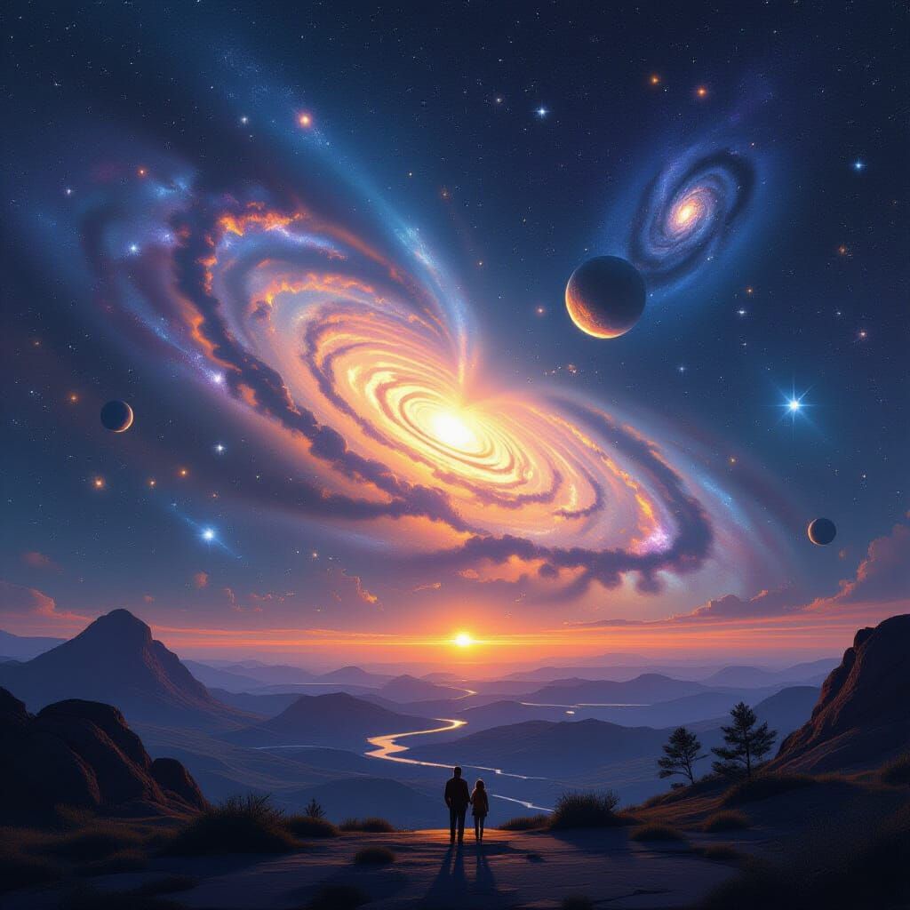 Cosmic Panoramic Vista in a Futuristic Style