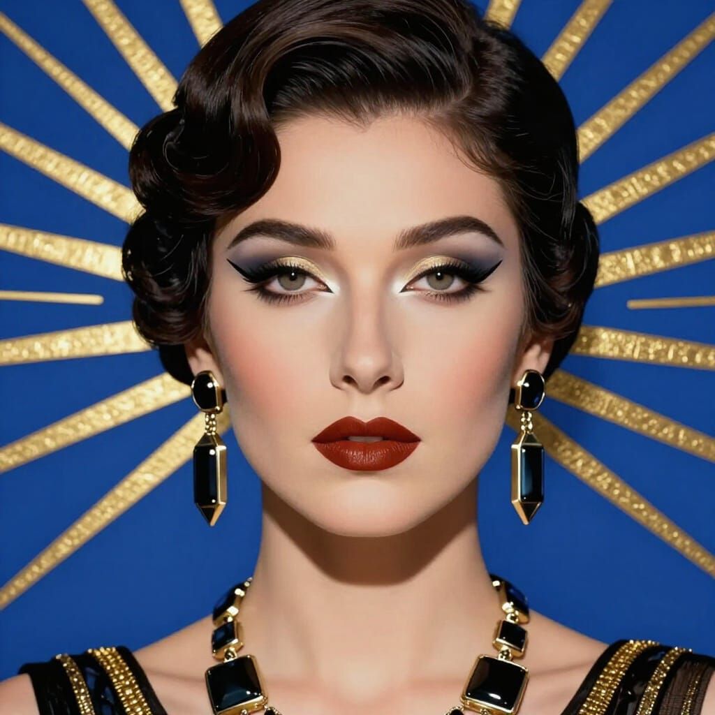 Art Deco Woman Portrait in Lempicka Style