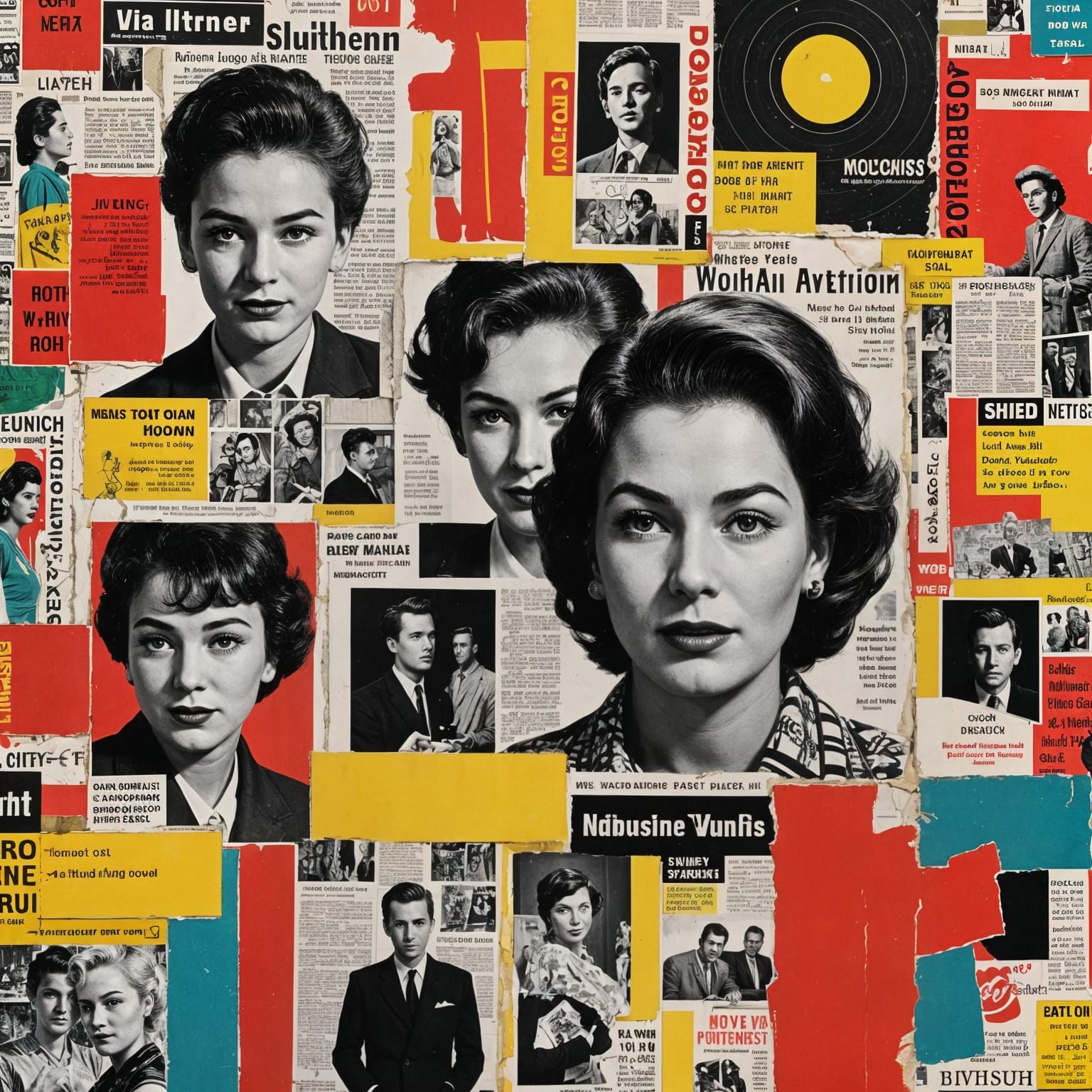 Dynamic Collage of 1950s Ads in Pop Art Style