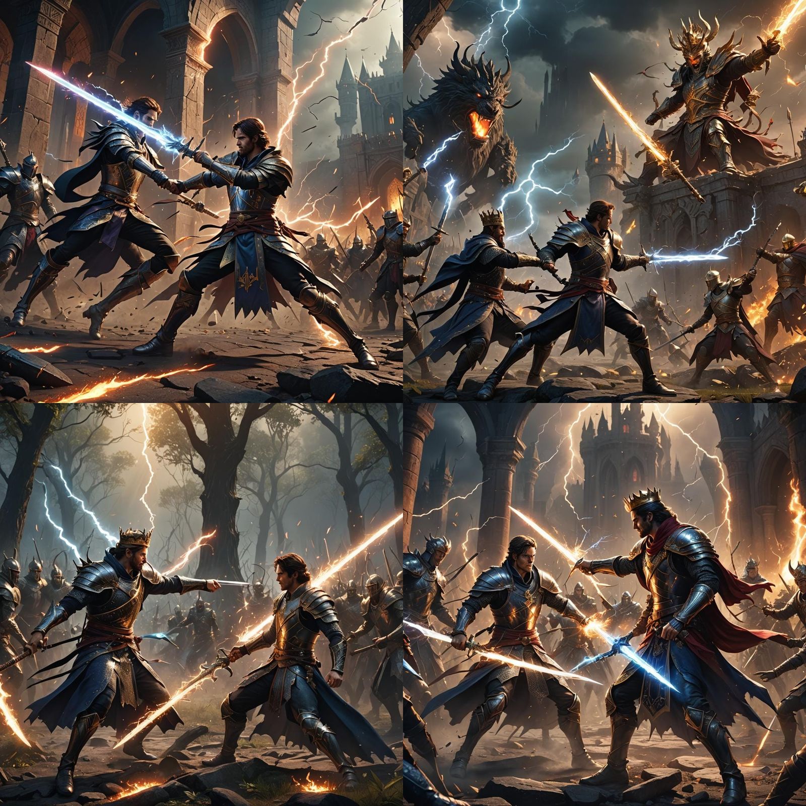 Epic Battle: Prince vs. Evil King in Fantasy Art