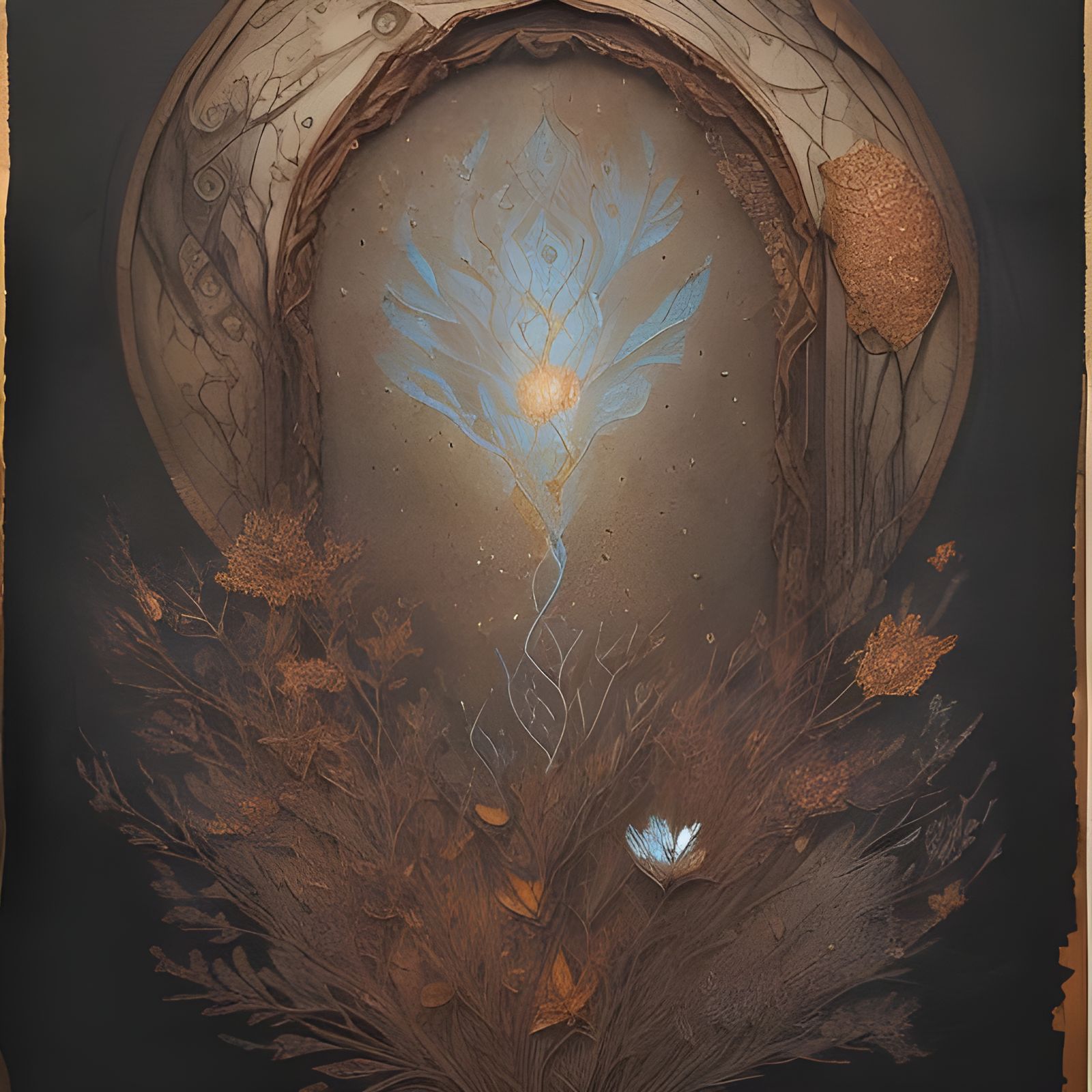 Mixed Media God Drawing with Textures and Light