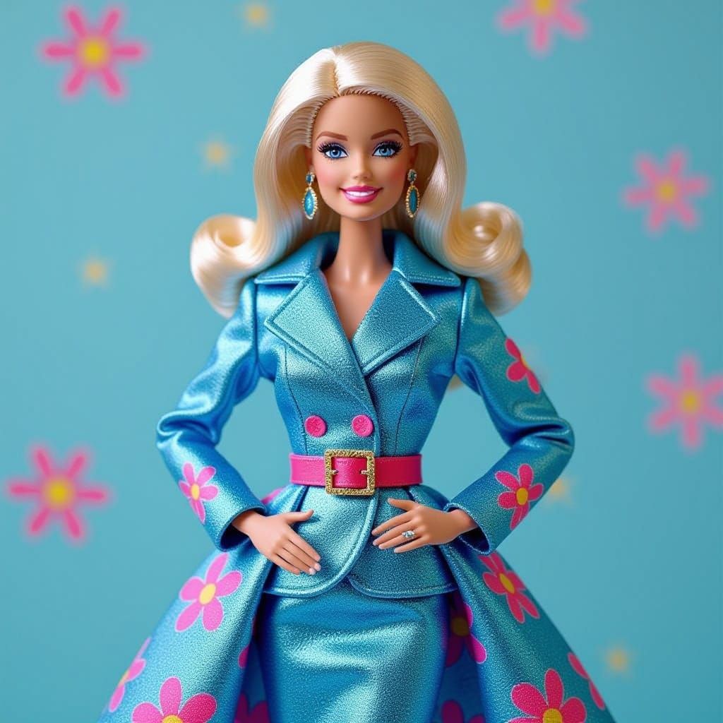 Pop Art Barbie in Vibrant Blue and Pink
