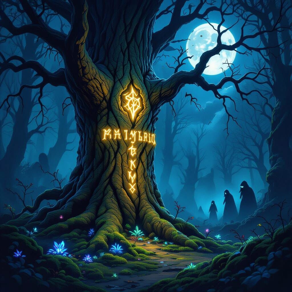 Mystical Tree Spirit in Enchanted Forest