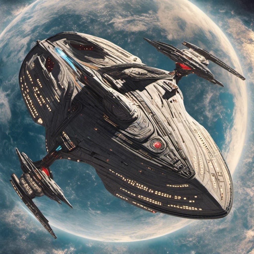 Symmetrical Star Trek Spaceship with Twin Nacelles