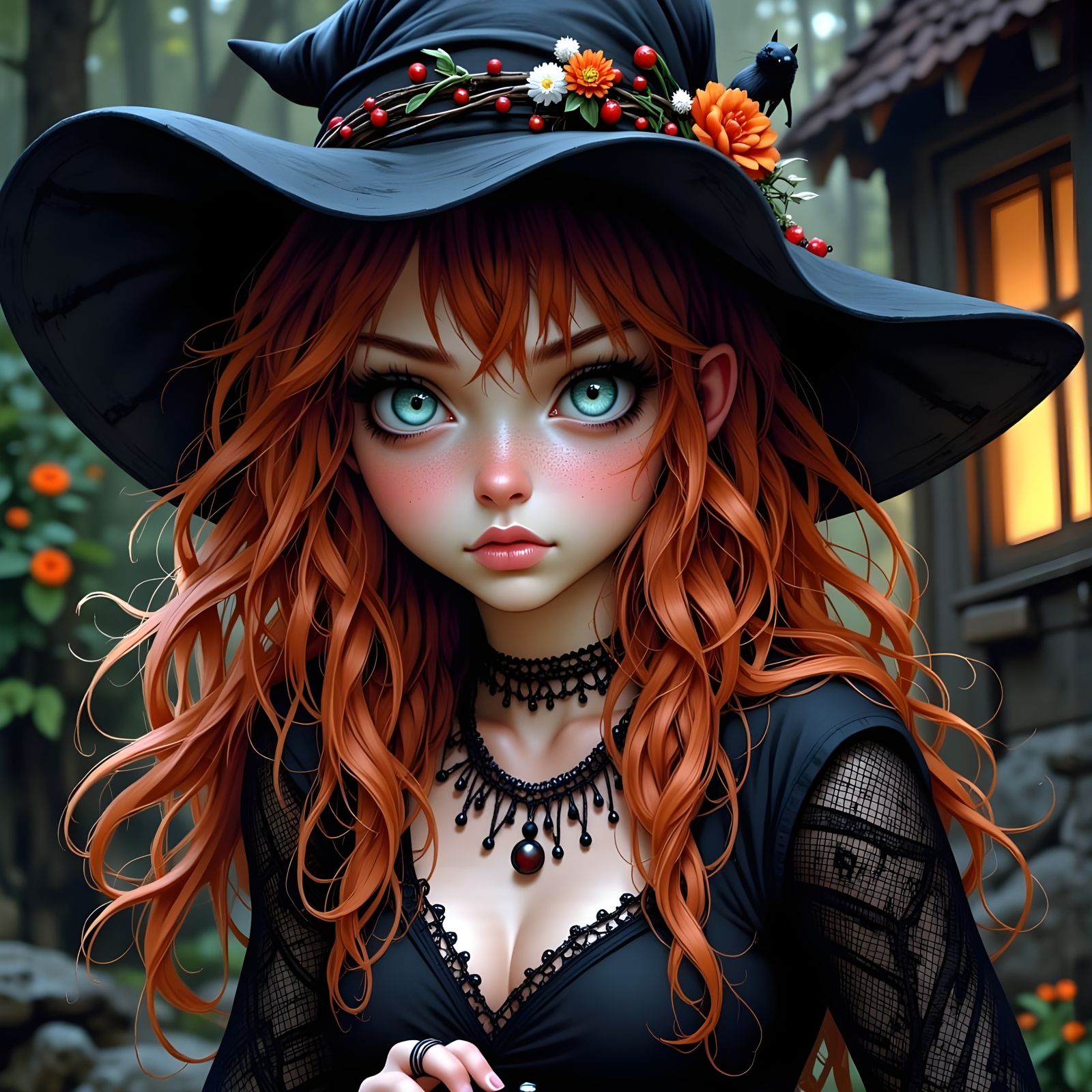 Pretty Witch in Cottage Core Style