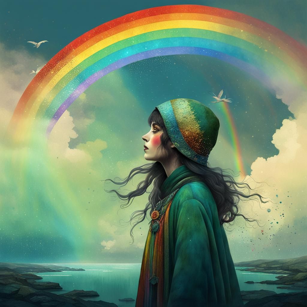 Rainbow's End: A Surrealist Fantasy Landscape