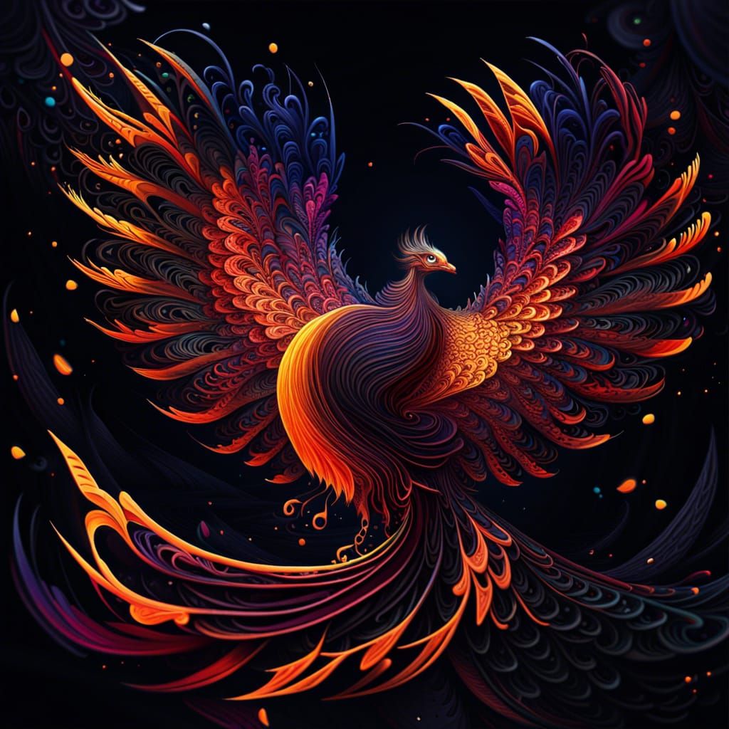 Majestic Phoenix in Flight: Dark Fantasy Concept Art