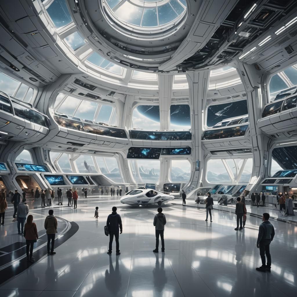 Futuristic Family Watches Spaceship Docking