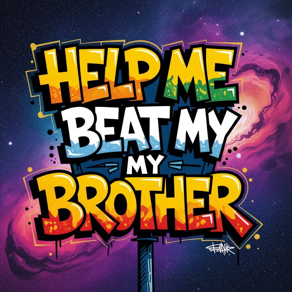Graffiti Sign in Space: Help Me Beat My Brother