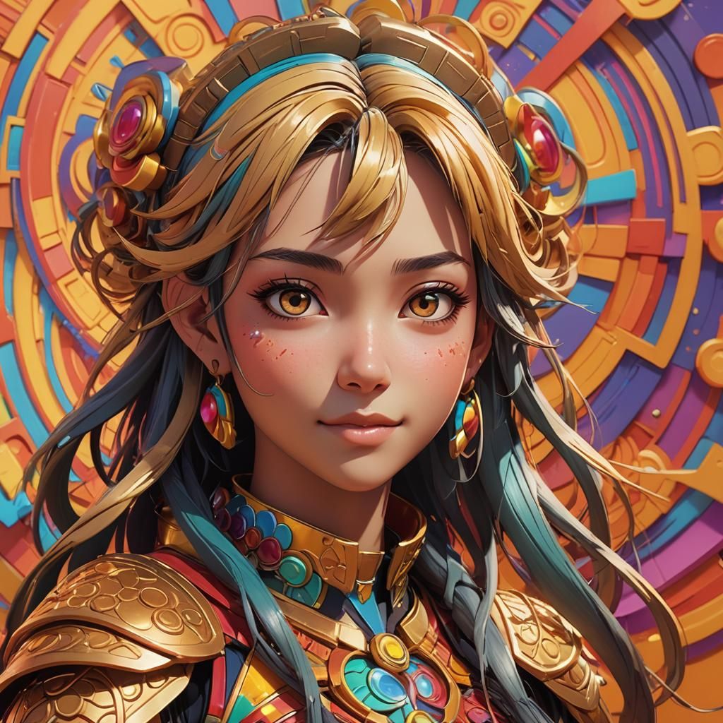 Anime Manga Girl Portrait in Vibrant 3D Style