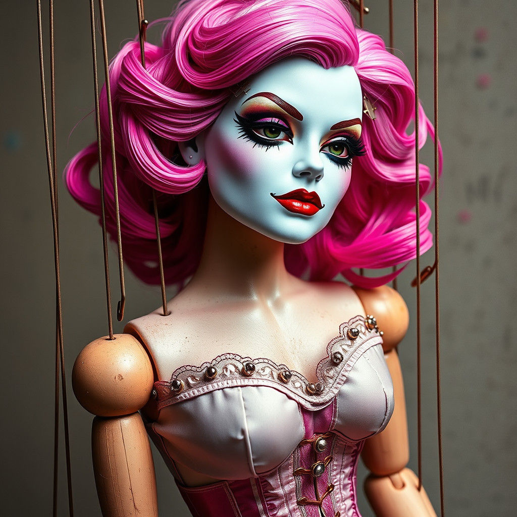 Burlesque Pinup as Graffiti Art Marionette