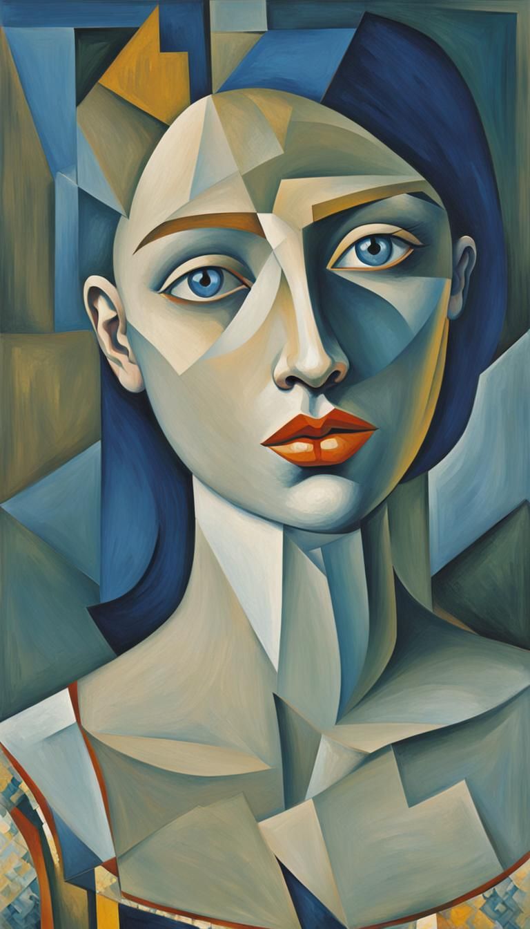 Cubist Portrait of Woman in Picasso Style