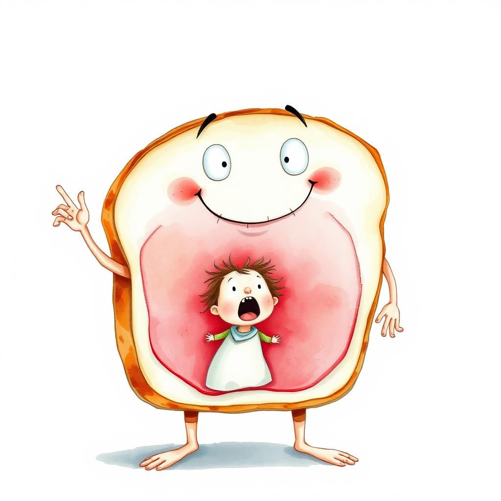Ham Sandwich Eats Human, Watercolor Children's Illustration