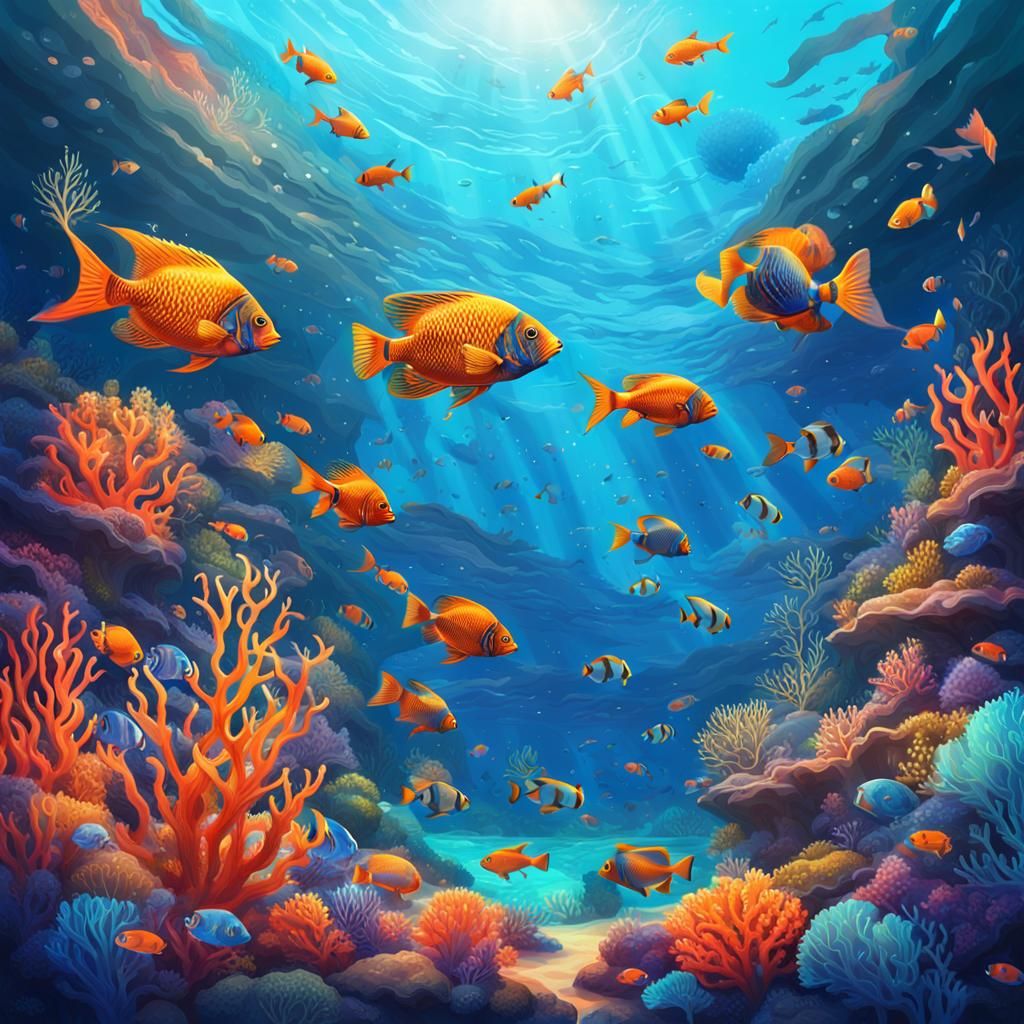 Colorful Underwater Landscape in Fantasy Concept Art Style