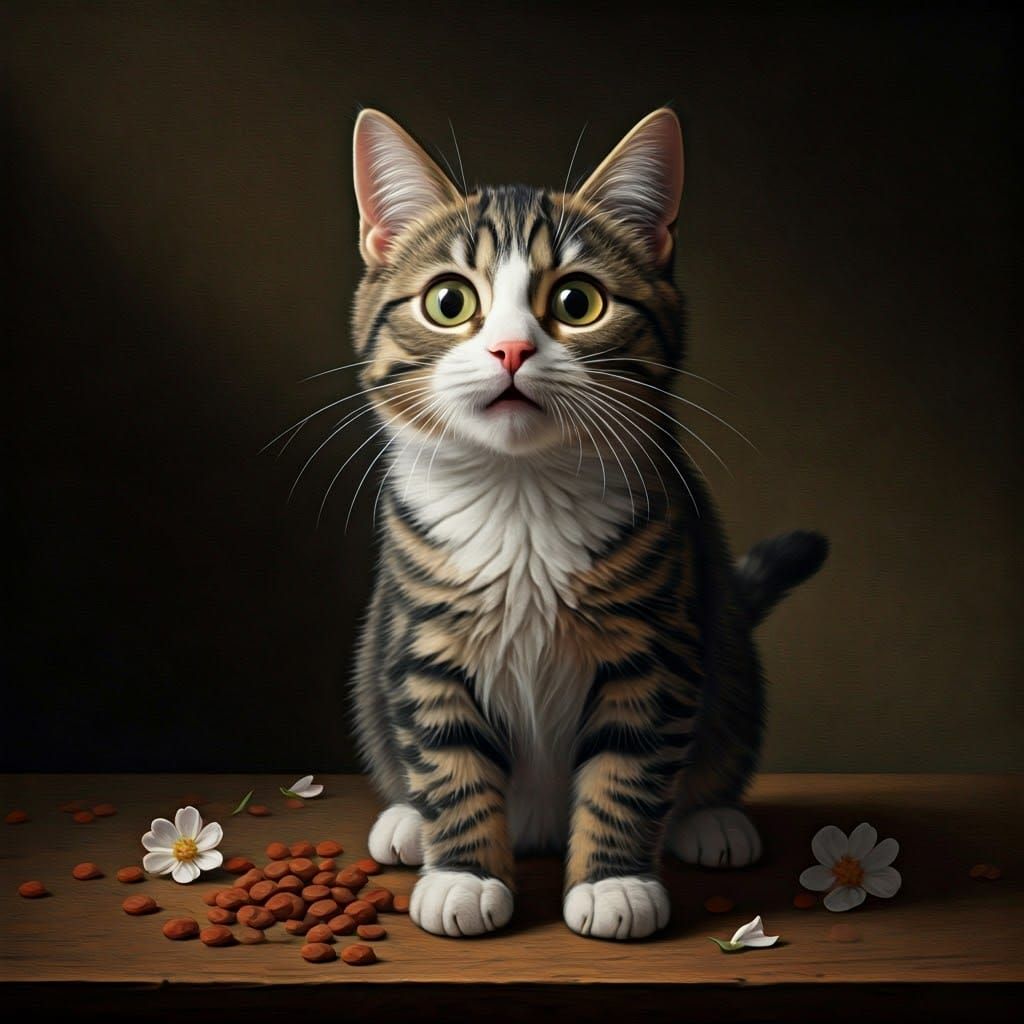 Whiskered Feline in a Moment of Mischief