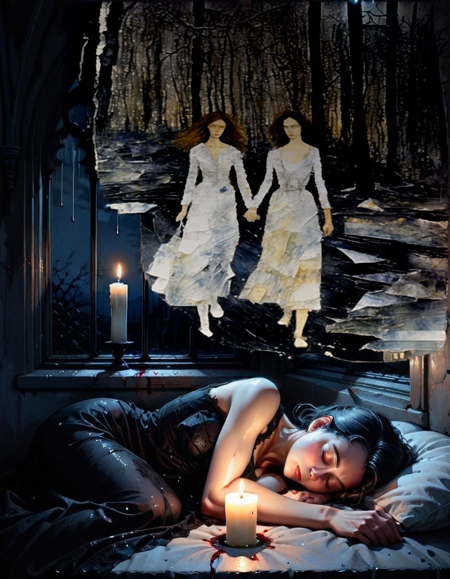 Ethereal Neo-Expressionist Watercolour Painting of a Happy C...