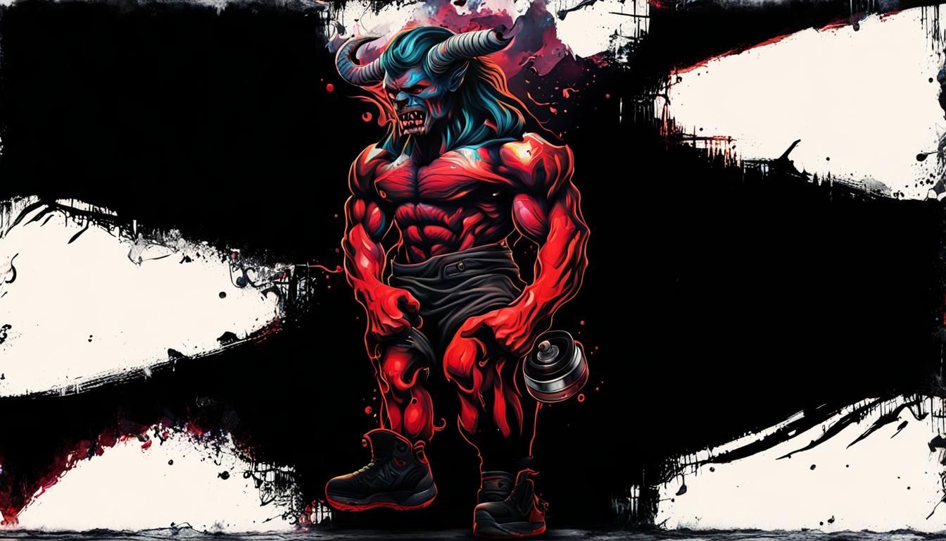Devil at the Gym in Graffiti Splash Art Style