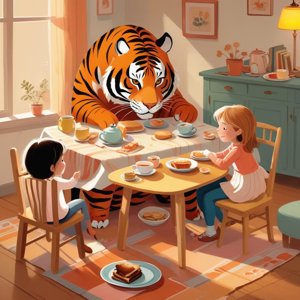Tiger's Tea Party: A Children's Book Illustration