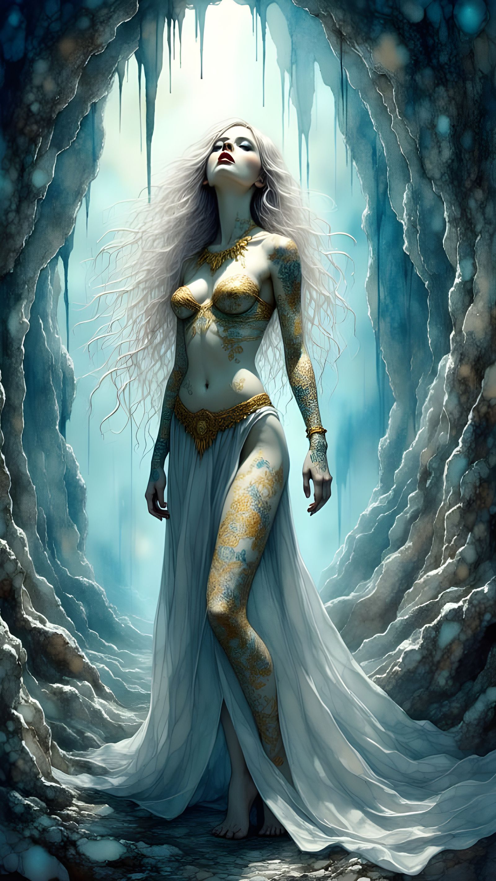 Goddess of Crystal Caves in Ethereal Beauty