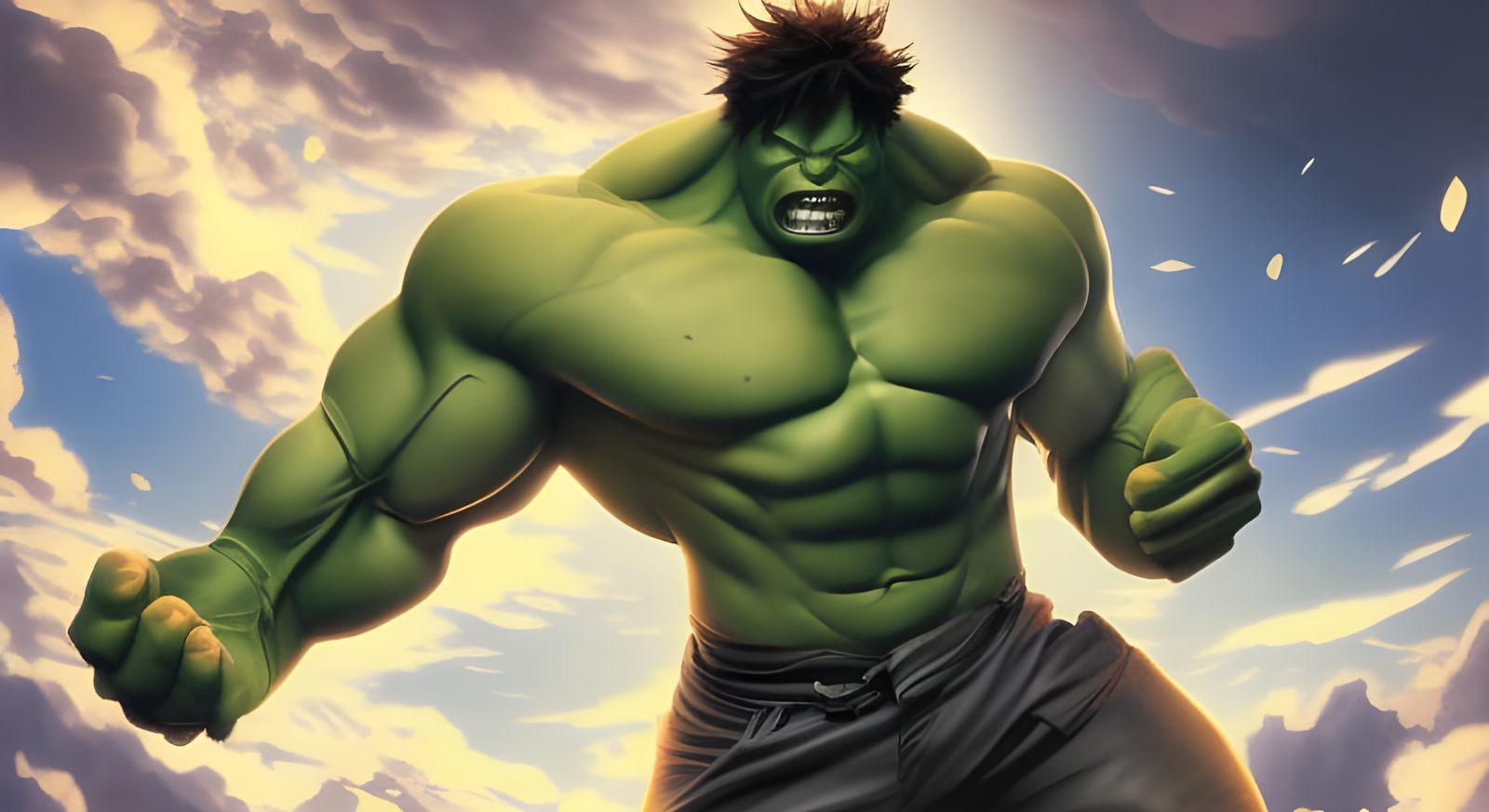 Hulk Raging: Anime-Inspired Comic Book Art