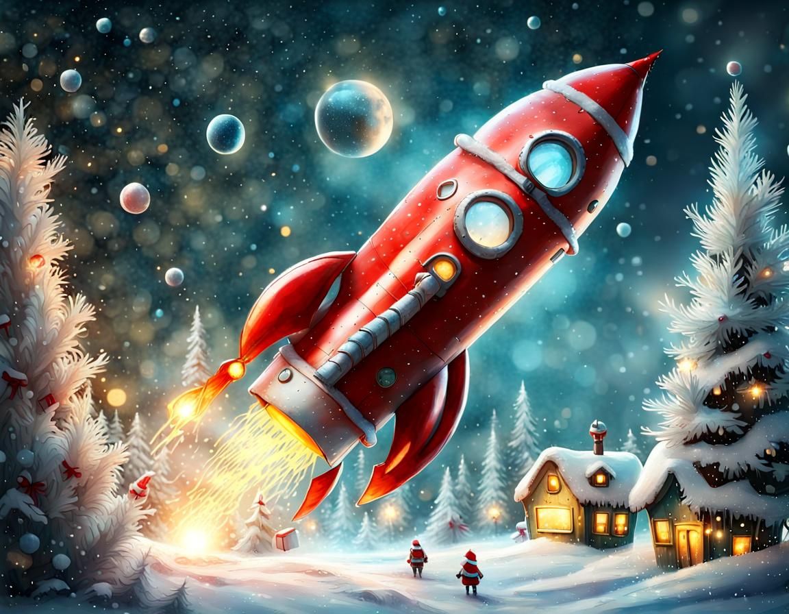 Santa Claus Rocket Launches on Christmas Adventure