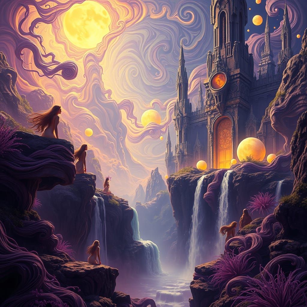 Mystical Surreal Landscape with Hidden Figures
