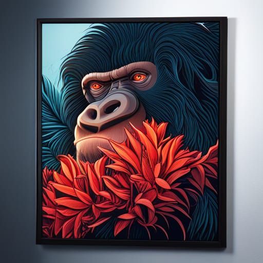 Hyperdetailed Gorilla Painting in Photoillustration Style