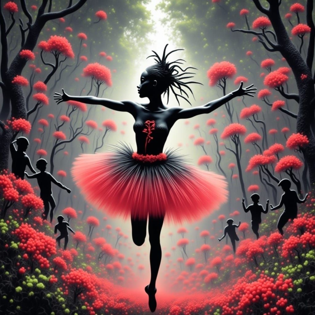 Extraterrestrial Ballerina in Graffiti Art Style