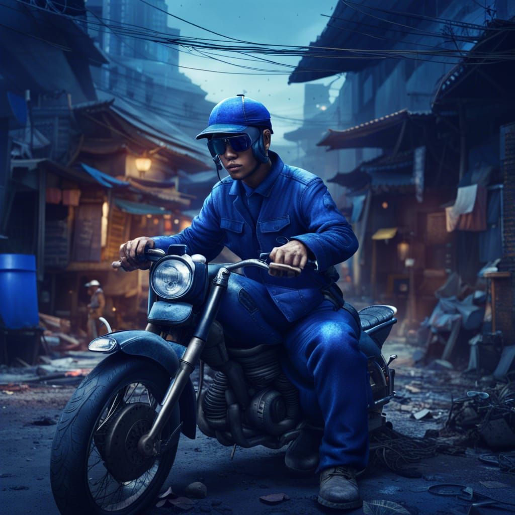 Vietnamese Man with Tool: Detailed Matte Painting