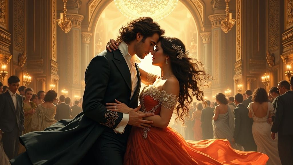 Ethereal Opera Duet in Lavish 19th-Century Attire