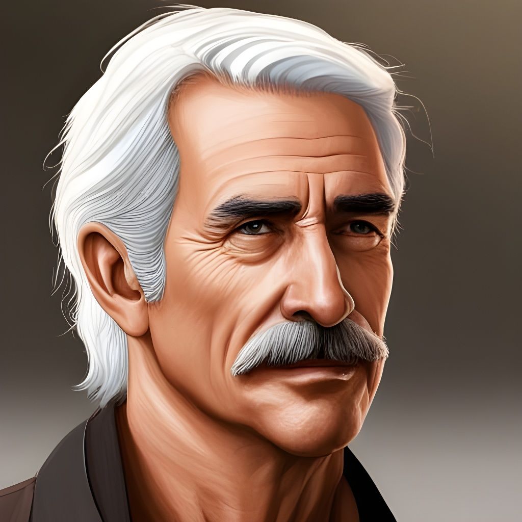 Hyperrealistic Portrait of Man with Mustache