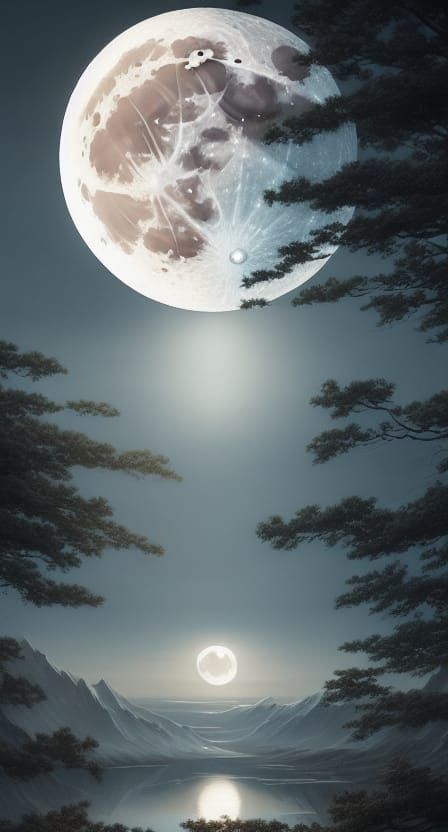 Hyperrealistic Full Moon Art