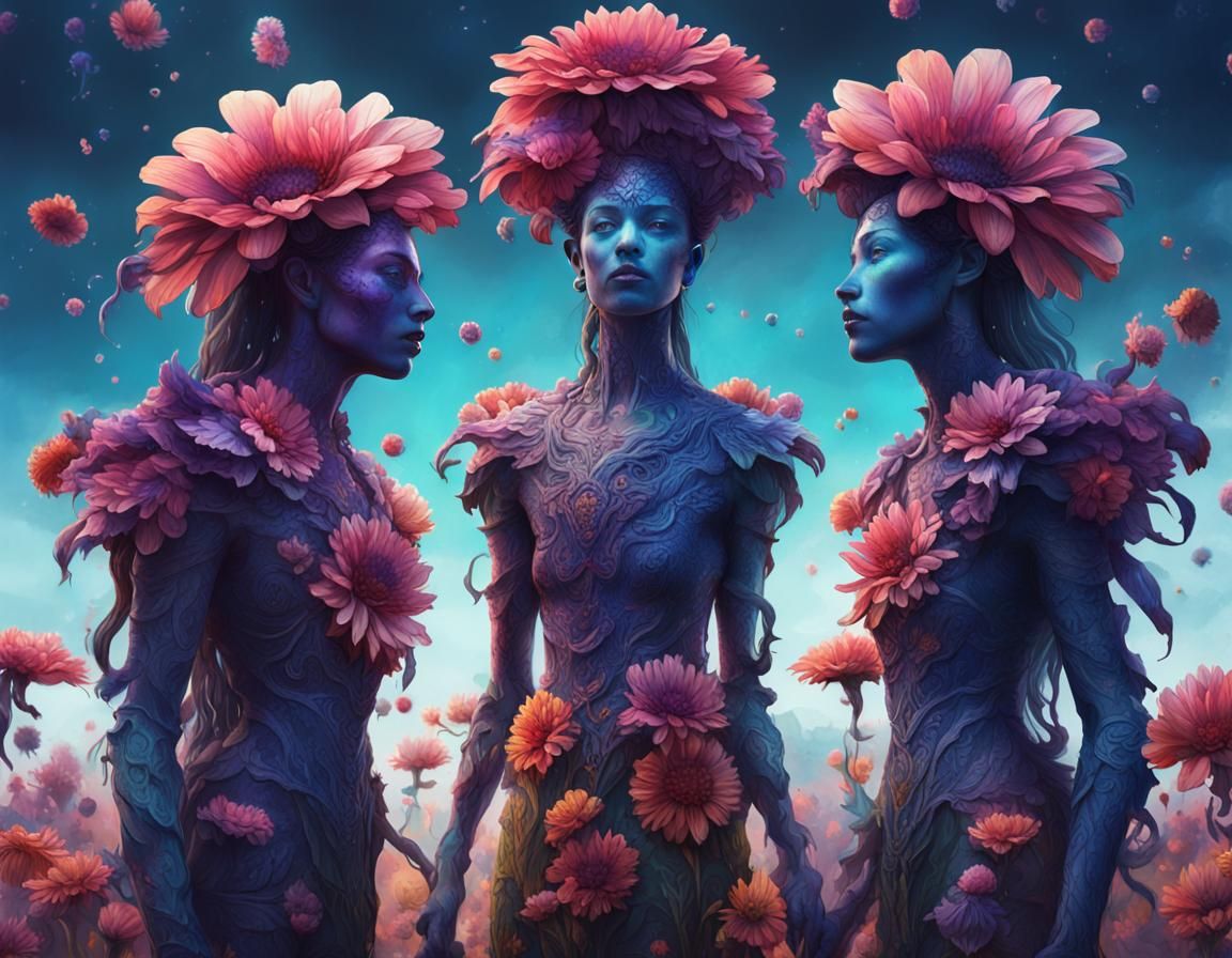 Surreal Flower People in Detailed Matte Painting