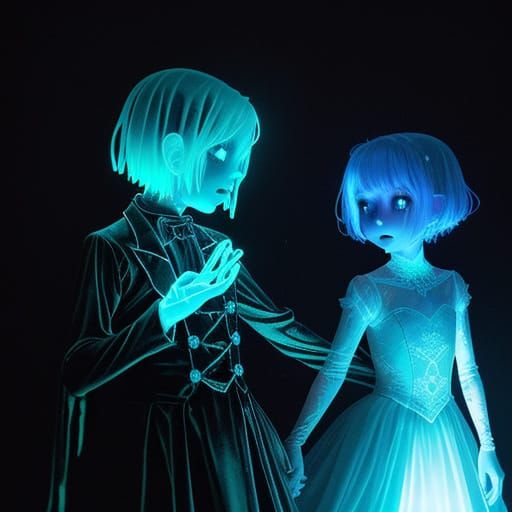 Ethereal Children Dancing in a Bioluminescent Ballroom