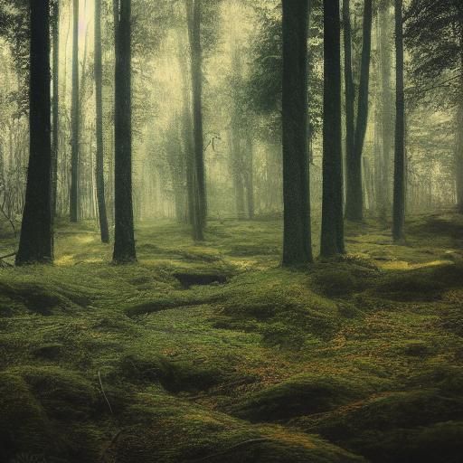 Cinematic Forest Scene with Light Rays