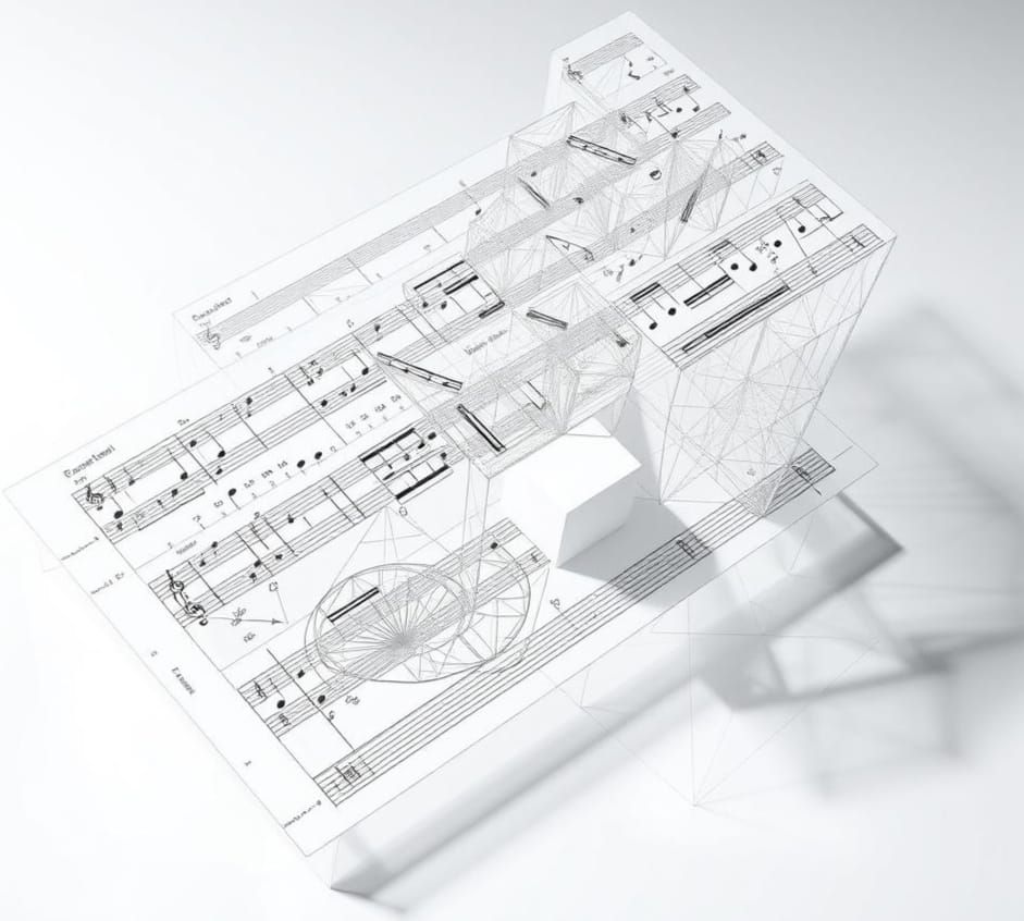 Holographic Avant-Garde Graphic Score in Fluxus Art Style