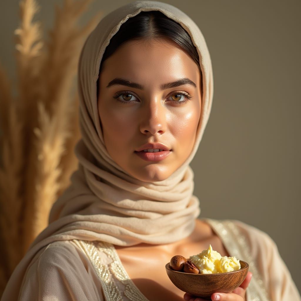 Realistic Portrait of Arab Woman with Transformed Skin in Tr...
