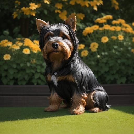 Yorkshire Terrier Portrait in Garden, Fine Art Photography