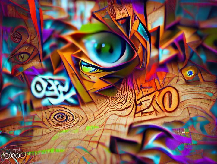 Psychedelic Graffiti Art in Comic Anime Style