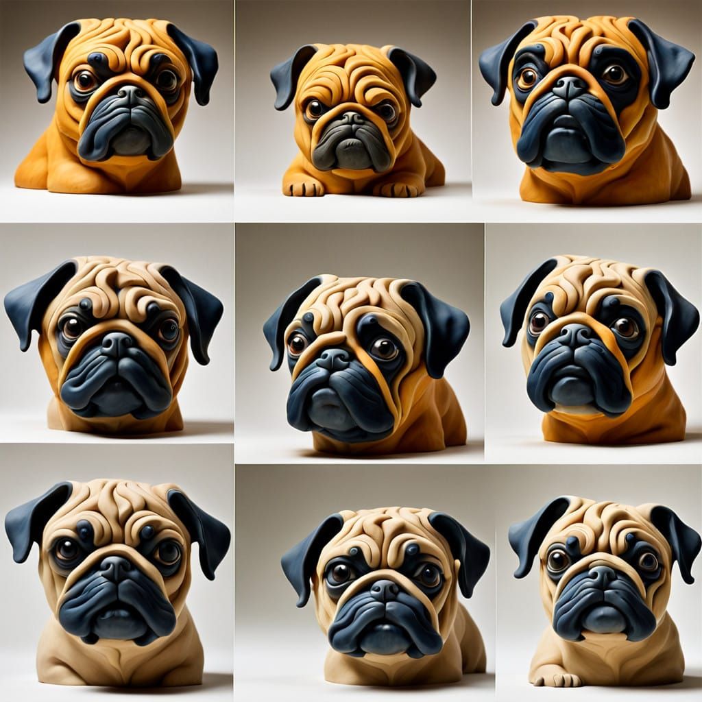 Whimsical Terracotta Pug Sculpture