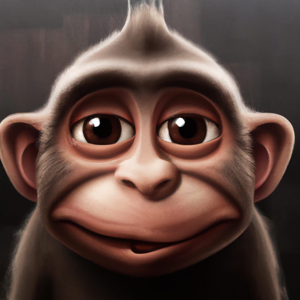 Confused Monkey Face Emotive Digital Art