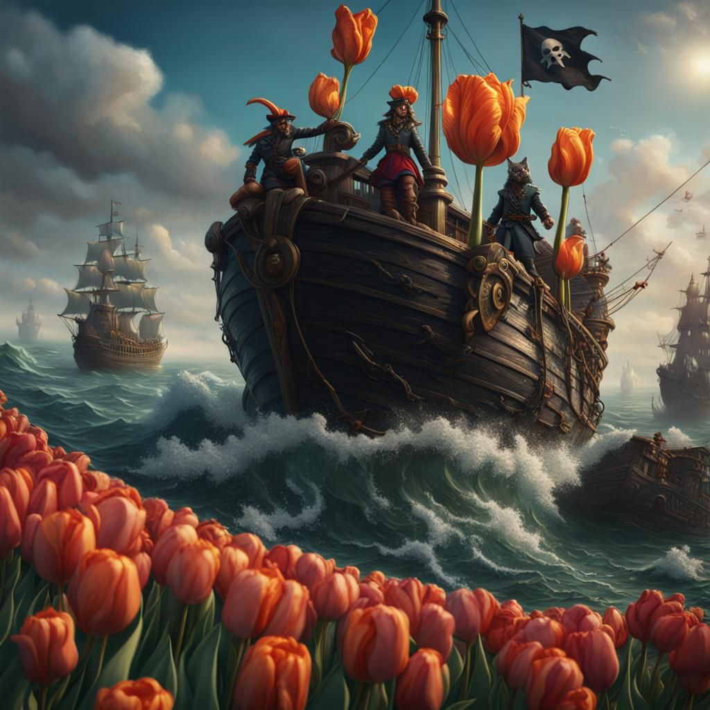 Black Cat Pirate Army at Sea: Fantasy Concept Art