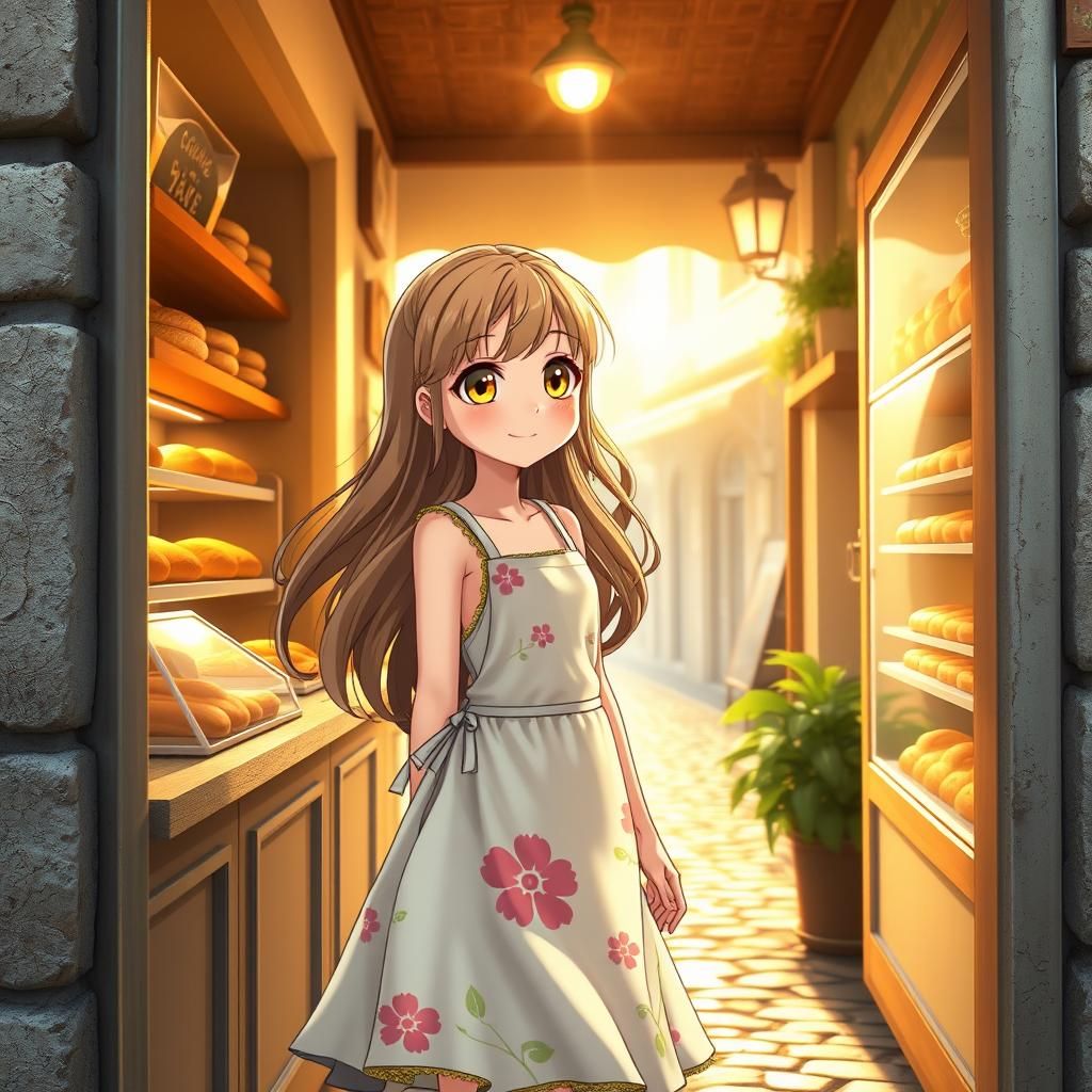 Italian Bakery at Dawn: Ghibli-Inspired Anime Scene