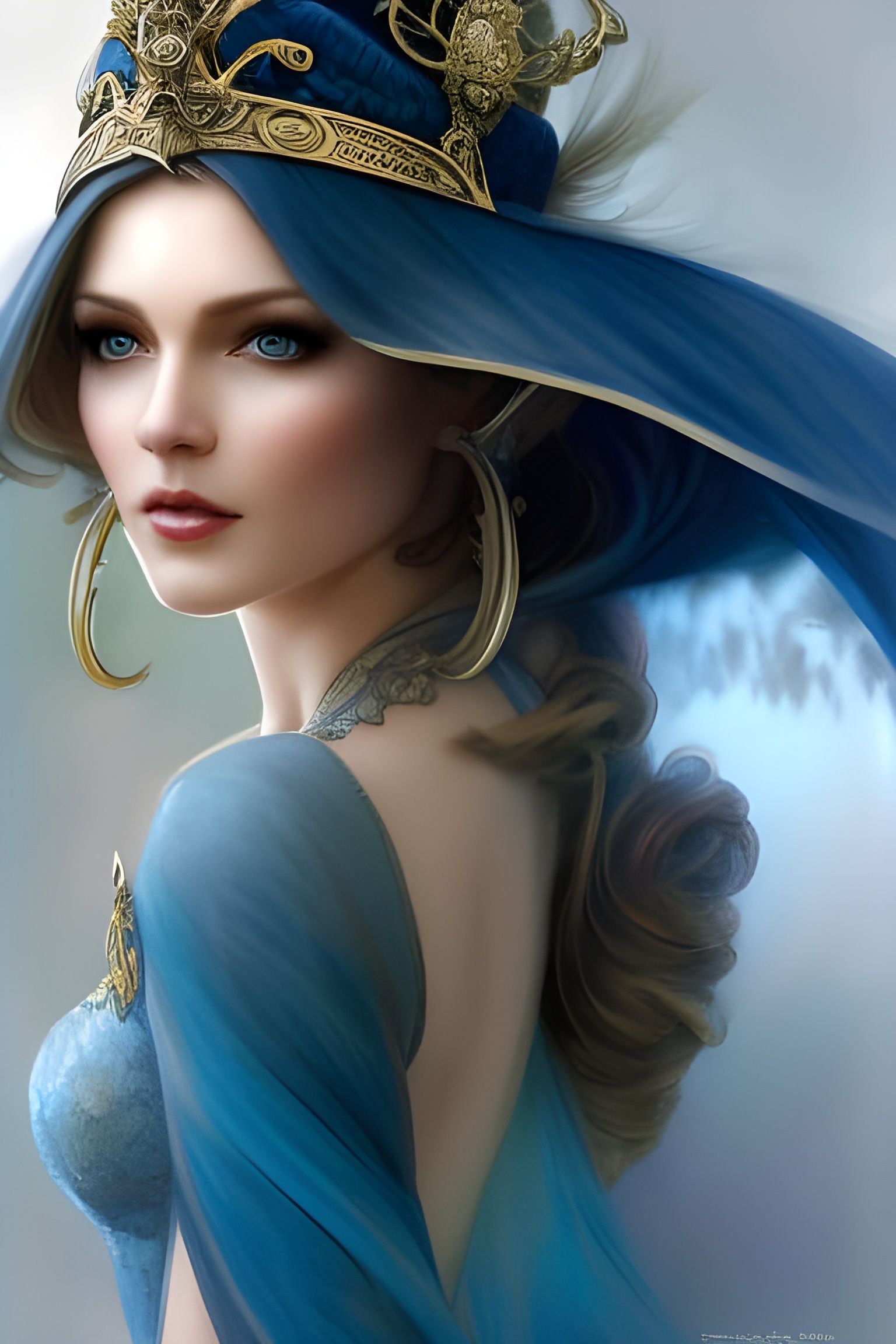 Elegant Elven Woman in Rococo Style