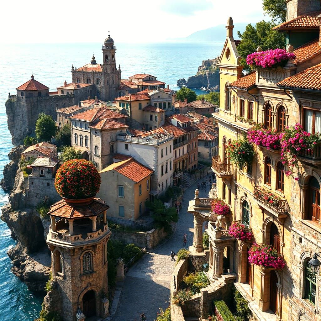 Epic Romanesque Town with Volumetric Lighting